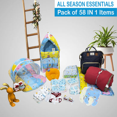 Fareto New Born Baby Hospital Essentials All season Use 58 In 1 Combo(0-6 Months)(F292)
