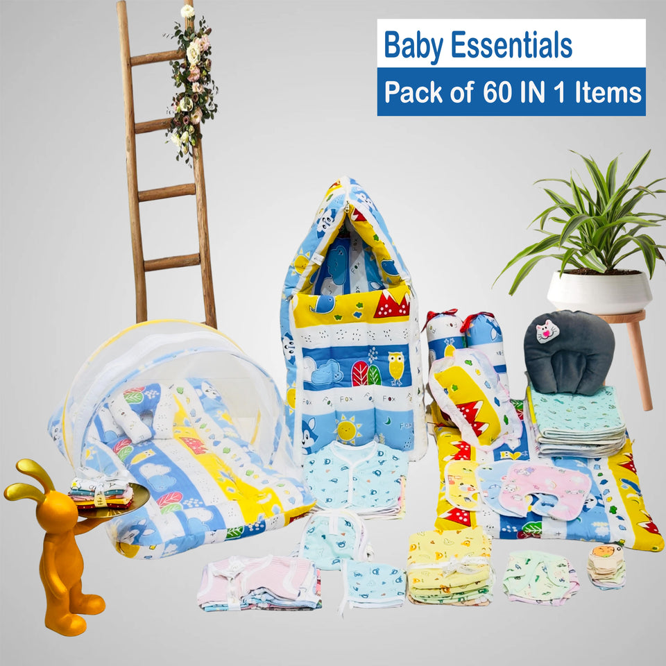 Fareto New Born Baby All Season Use Most Useful Essentials 60 in 1 (0-6 Months)(F338)