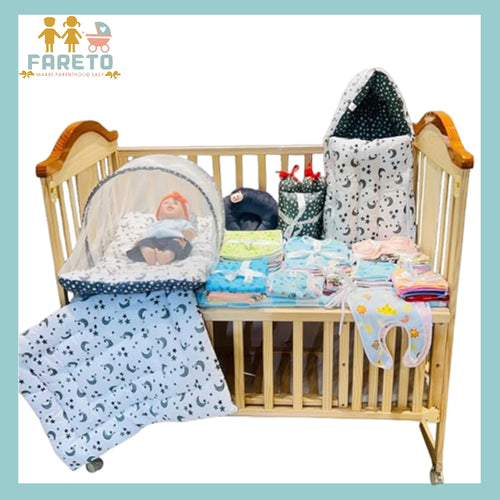 Fareto New Born Baby Summer Essentials 60 in 1 (0-6 Months)