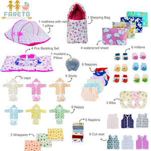 Fareto New Born Baby Summer Essentials 60 in 1 (0-6 Months)(F325)