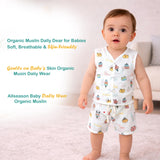 Fareto Baby Muslin Cotton Daily Wear Suit Set | Soft & Breathable Co-ordset  (Pack of 2) | 0-6 Months / Infant Boys & Girls(F742)
