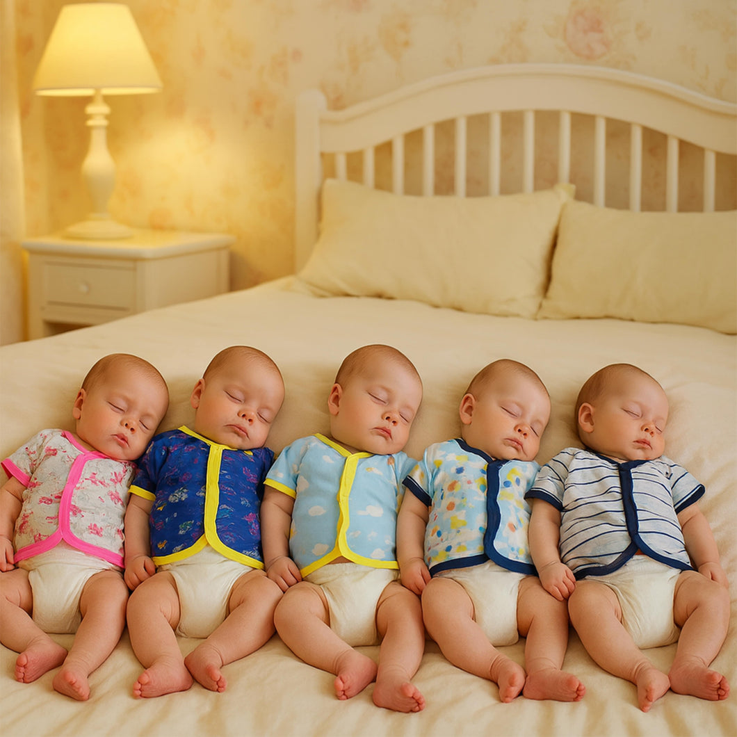 Fareto Baby 100% Cotton Front Open Half Sleeves T-shirts (Pack of 5)(F232)