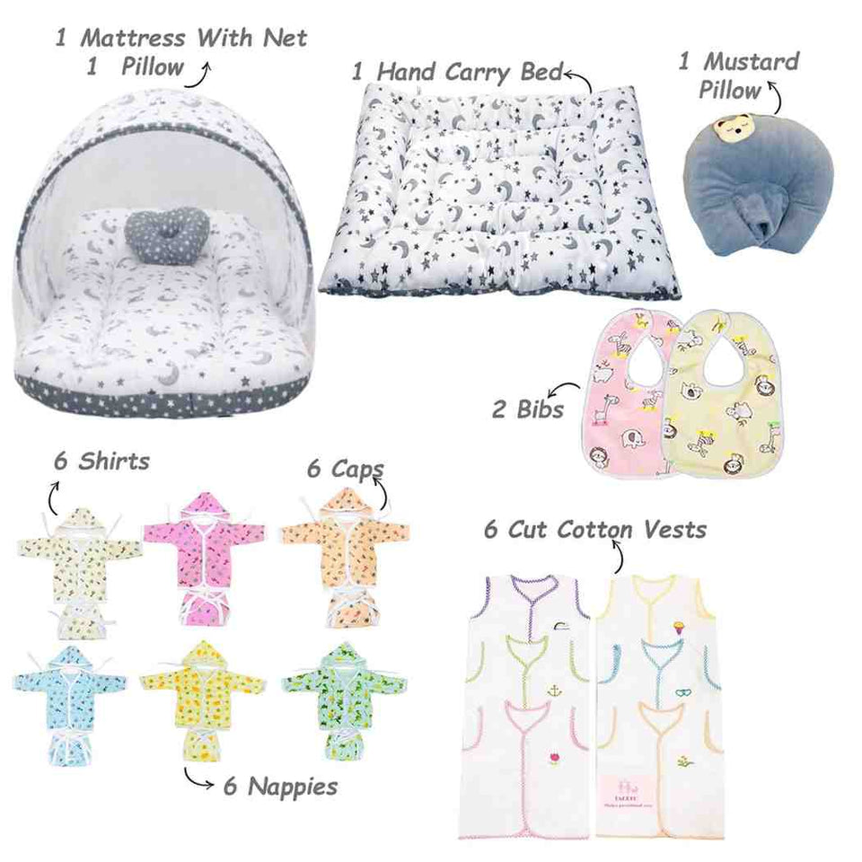 Fareto New Born Baby Summer Essentials 60 in 1 (0-6 Months)(F276)