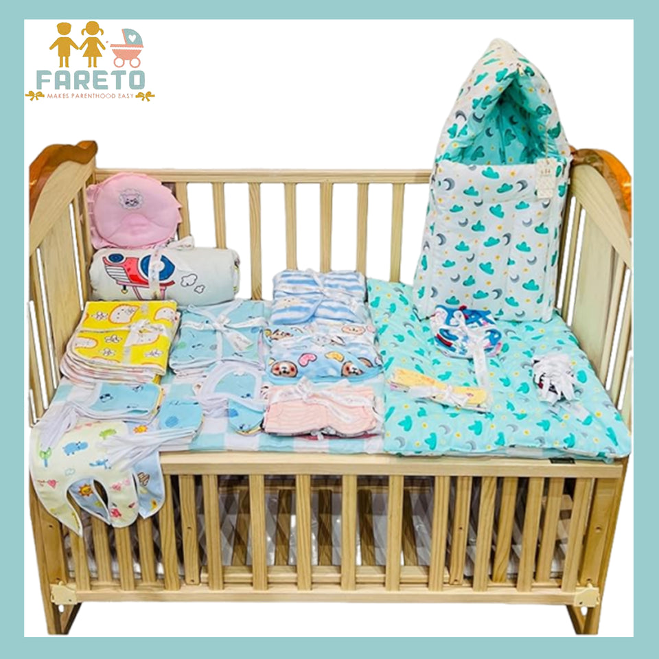 FARETO NEW BORN BABY MONSOON SEASON HOSPITAL ESSENTIALS PACK OF 60 ITEMS (0-6 MONTHS)