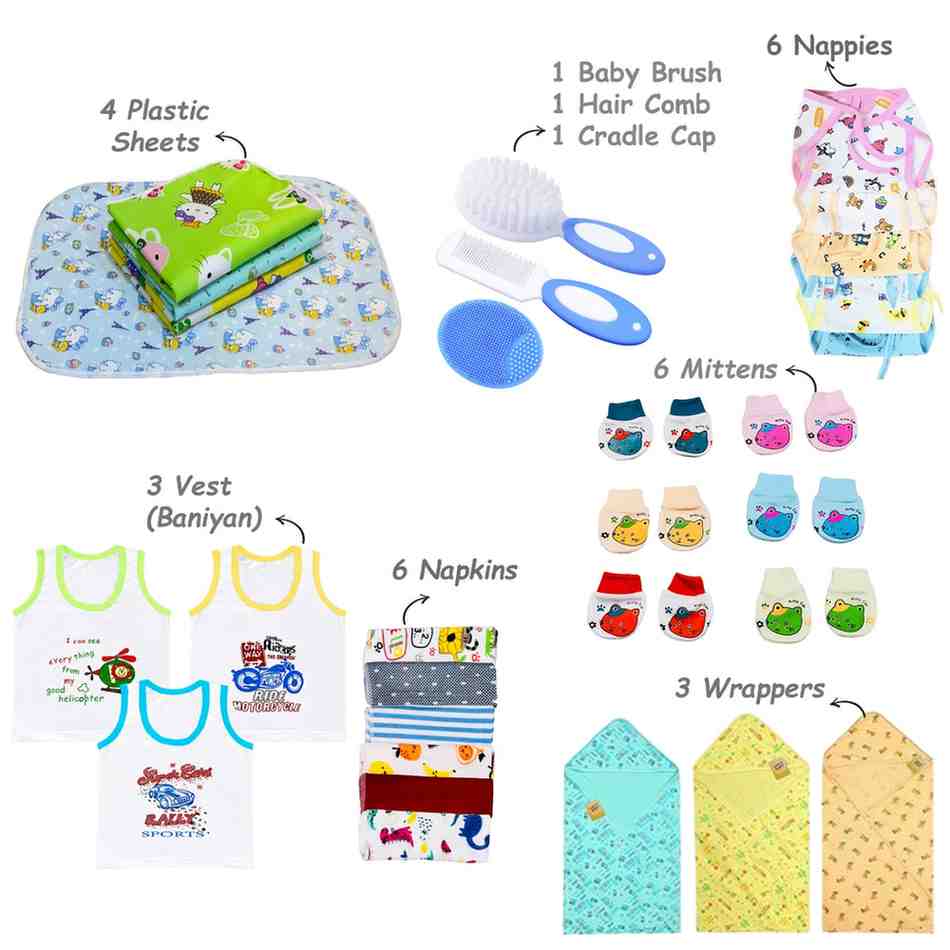 Fareto New Born Baby Summer Essentials 60 in 1 (0-6 Months)(F269)