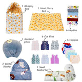 FARETO NEW BORN BABY MONSOON SEASON HOSPITAL ESSENTIALS PACK OF 60 ITEMS (0-6 MONTHS)(F12)
