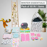 FARETO NEW BORN BABY WINTER ESSENTIALS 60 IN 1 NEW COMBO (0-6 MONTHS)(GREY MOON )(F227)