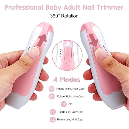 Fareto Baby Nail Trimmer Electric,Baby Nail Clippers, 6 in 1 Baby Nail File,Nail File Baby Grooming Kit Manicure Set for Toddler or Adults
