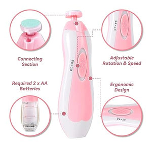 Fareto Baby Nail Trimmer Electric,Baby Nail Clippers, 6 in 1 Baby Nail File,Nail File Baby Grooming Kit Manicure Set for Toddler or Adults