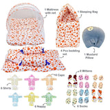 Fareto New Born Baby monsoon season Hospital Essentials (61 in 1)(0-6 Months)(orange polka)(F229)