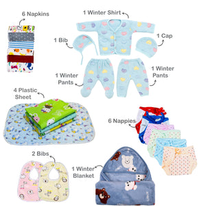 Fareto New Born Baby monsoon season Hospital Essentials (61 in 1) (0-6 months)(Grey Moon)
