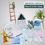 Fareto New Born Baby monsoon season Hospital Essentials (61 in 1) (0-6 months)(Grey Moon)