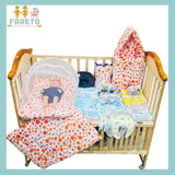 Fareto New Born Baby monsoon season Hospital Essentials (61 in 1)(0-6 Months)(orange polka)