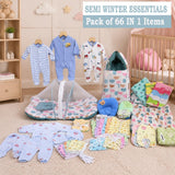 Fareto Baby Semi Winter Essential Combo For New Born | Gift Pack | Baby Products | Maternity Essentials  (66 Items)(0-6 Months)(F440)