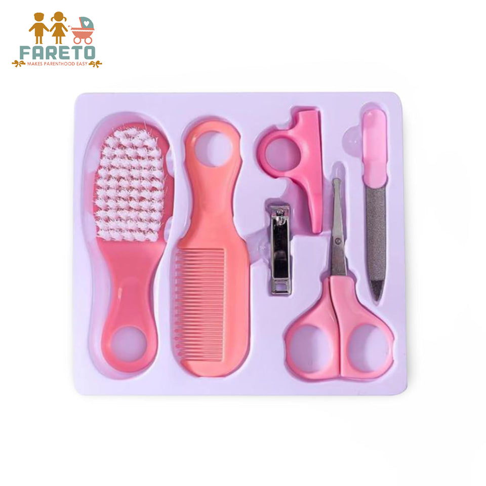 Fareto  new born Accessories Set Baby Nail Clipper, Scissors, Hair Comb Brush, Nose Cleaner, For Toddler Infant Nursing Grooming(Pack Of 5 Pc),