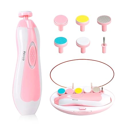 Fareto Baby Nail Trimmer Electric,Baby Nail Clippers, 6 in 1 Baby Nail File,Nail File Baby Grooming Kit Manicure Set for Toddler or Adults