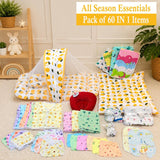 Fareto New Born Baby Hospital Essentials pack of 61 (0-6 months)(Lemon Yellow) (F169)