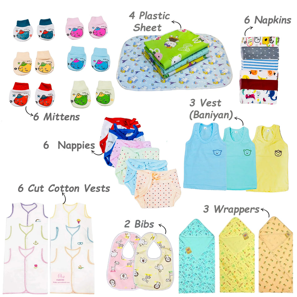 Fareto New Born Baby Summer Hospital Essentials 62in1 (0-6M)(F282)