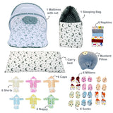 Fareto Baby  Winter Essential Combo For New Born | Gift Pack | Baby Products | Maternity Essentials (61 Items)(0-6 Months)(GREY MOON )(F660)