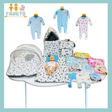 FARETO NEW BORN BABY WINTER ESSENTIALS 64 IN 1 NEW COMBO (0-6 MONTHS)(GREY MOON )