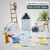 FARETO NEW BORN BABY WINTER ESSENTIALS 64 IN 1 NEW COMBO (0-6 MONTHS)(GREY MOON )(F455)