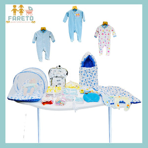 FARETO NEW BORN BABY WINTER ESSENTIALS 64 IN 1 NEW COMBO (0-6 MONTHS)(BLUE  MOON )