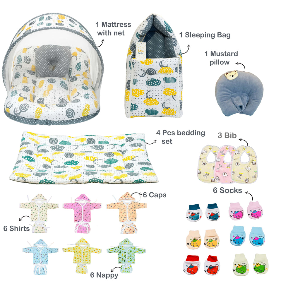 Fareto New Born Baby Summer Essentials 64 in 1 (0-6 Months)(F546)