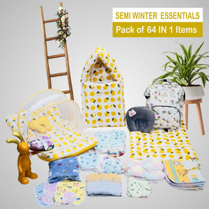 FARETO NEW BORN BABY WINTER ESSENTIALS 64 IN 1 NEW COMBO (0-6 MONTHS)(LEMON YELLOW)(F490)