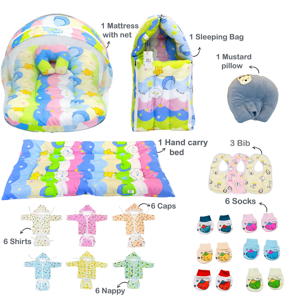Fareto New Born Baby Summer Essentials 64 in 1 (0-6 Months)(F734)
