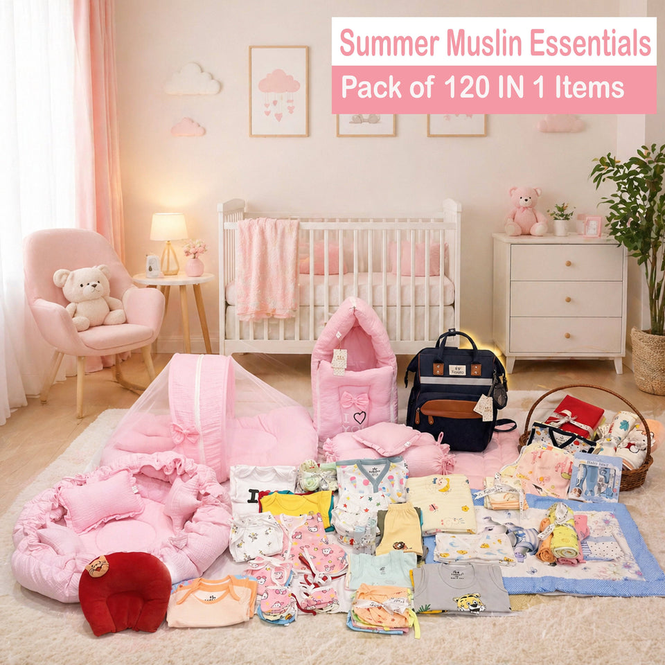 Fareto Baby Premium Quality Muslin & Hosiery Cotton Summer Essentials 120 in 1 (0–6 months)(F746)