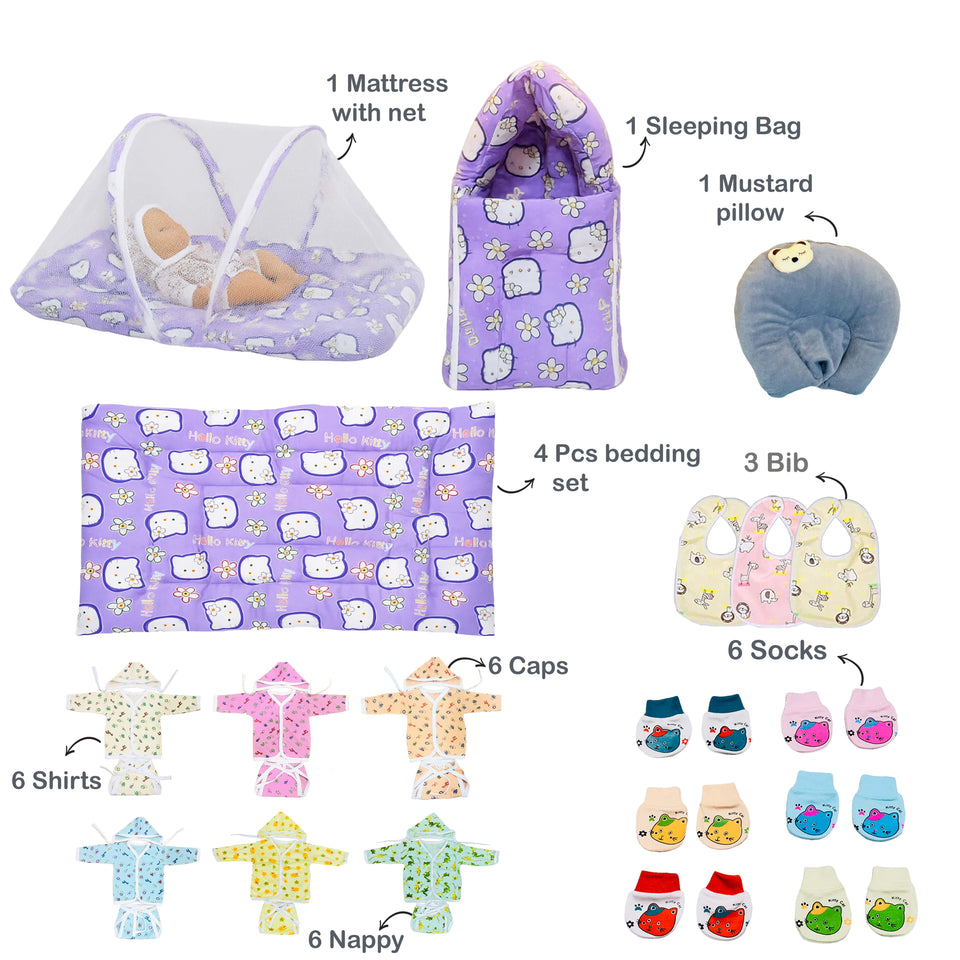 Fareto New Born Baby Summer Essentials 64 in 1 (0-6 Months)(F508)