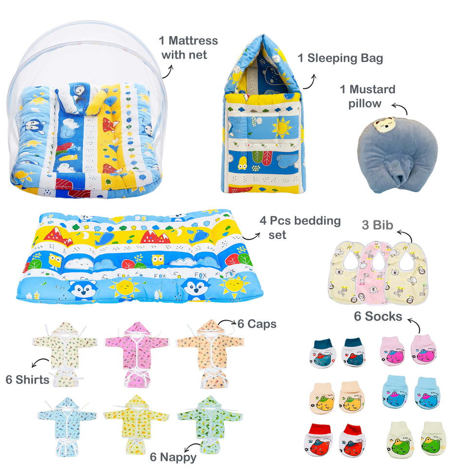 Fareto New Born Baby Summer Essentials 64 in 1 (0-6 Months)(F517)