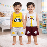 Fareto Baby Boy's and Girl's Cut Sleeve T-Shirt and Short Combo 100% Cotton Clothing Set ( PACK OF 2)(F143)