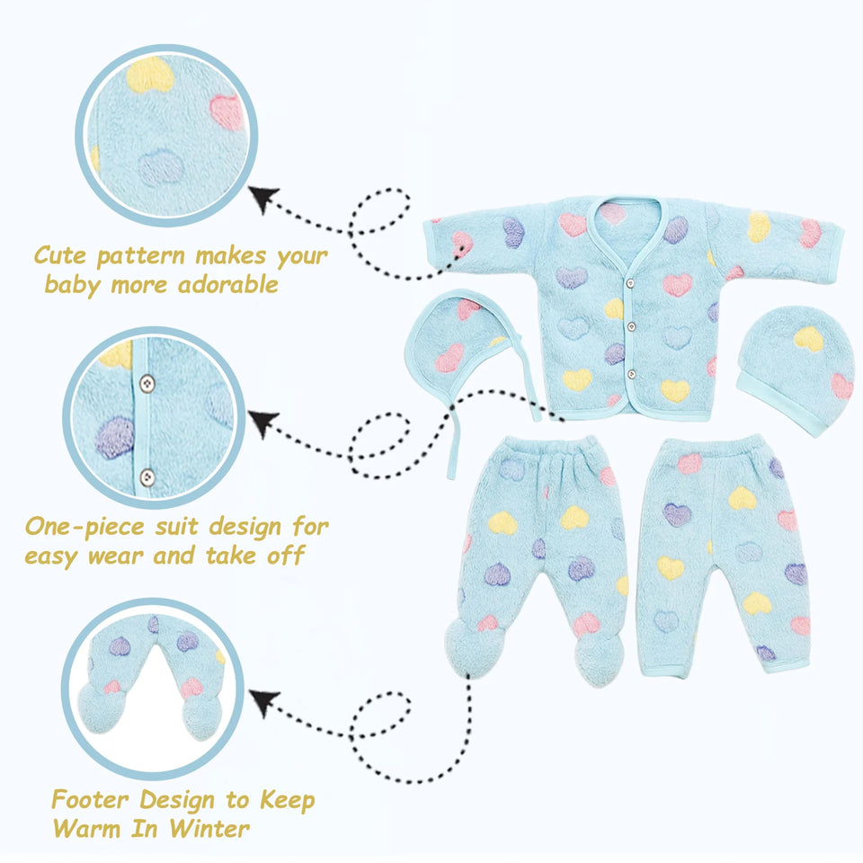 Fareto Newborn Baby Winter Clothing Combo Set – 18 in 1 Woolen & Fleece Essentials Kit for 0–6 Months | Super soft All in 1 winter clothing set | Gift Set for Newborns(F669)
