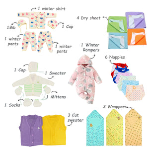 Fareto New Born Baby Winter Essentials Combo (Pack of 66 )(0-6m)