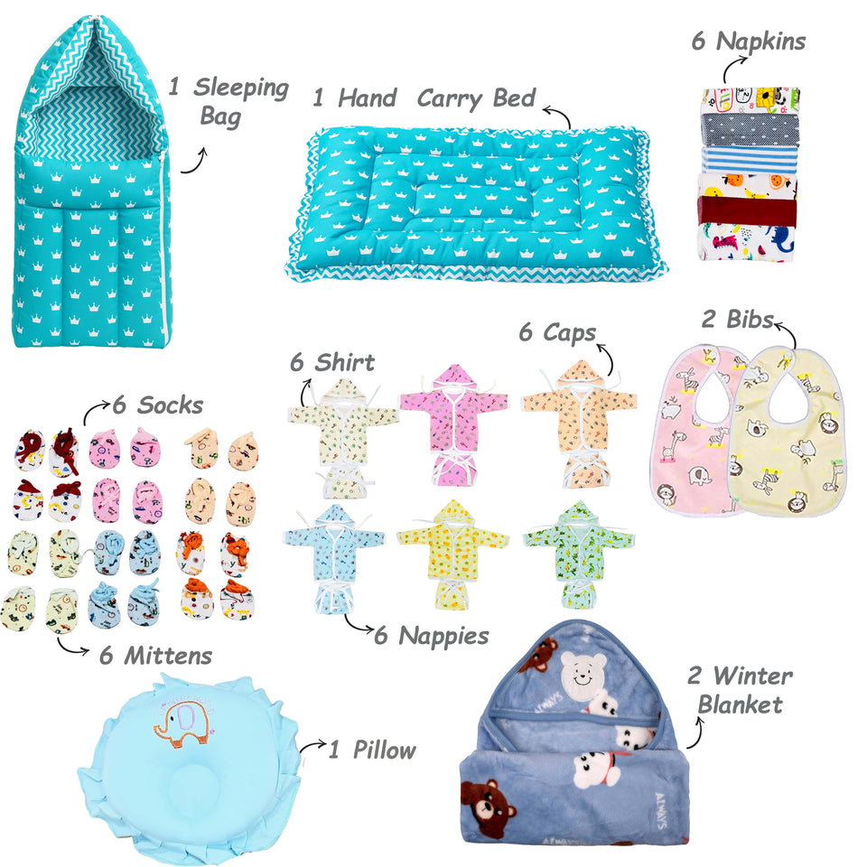 Fareto New Born Baby Winter Essentials Combo (Pack of 66 )(0-6m)