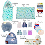 FARETO NEW BORN BABY MONSOON SEASON HOSPITAL ESSENTIALS PACK OF 66 ITEMS (0-6 MONTHS)(F362)