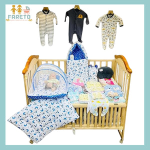 FARETO NEW BORN BABY WINTER ESSENTIALS 66 IN 1  NEW COMBO (0-6 MONTHS)(BLUE MOON)