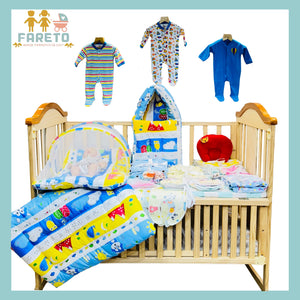 FARETO NEW BORN BABY MONSOON SEASON HOSPITAL ESSENTIALS 66 IN 1 NEW COMBO (0-6 MONTHS)(BLUE FOX )