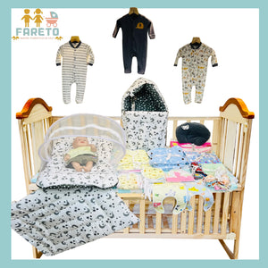 FARETO NEW BORN BABY MONSOON SEASON HOSPITAL ESSENTIALS 66 IN 1  NEW COMBO (0-6 MONTHS)(GREY MOON )