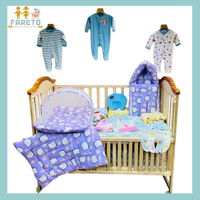 FARETO NEW BORN BABY WINTER ESSENTIALS 66 IN 1 NEW COMBO (0-6 MONTHS)(PURPLE KITTY)