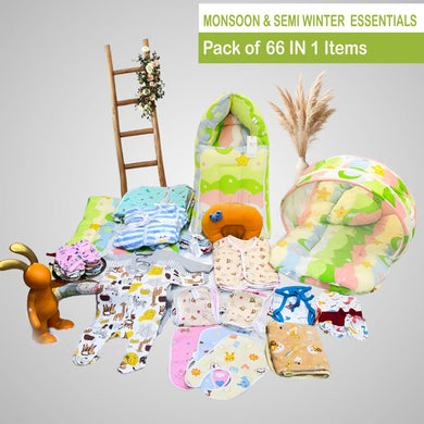 FARETO NEW BORN BABY MONSOON SEASON HOSPITAL ESSENTIALS 66 IN 1 NEW COMBO (0-6 MONTHS)(F576)