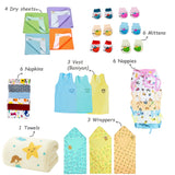 Fareto Newborn Baby Summer Hospital Essentials Combo | 68-in-1 Maternity & Bedding Gift Set (0–6 Months)(F710)