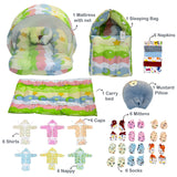 Fareto New Born Baby Semi Winter and Monsoon Essential Combo for New Born | Gift Pack | Baby Products | Maternity Essentials | Bedding Set (68 Items)(0-6 Months)(F598)