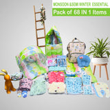 Fareto New Born Baby Semi Winter and Monsoon Essential Combo for New Born | Gift Pack | Baby Products | Maternity Essentials | Bedding Set (68 Items)(0-6 Months)(F598)