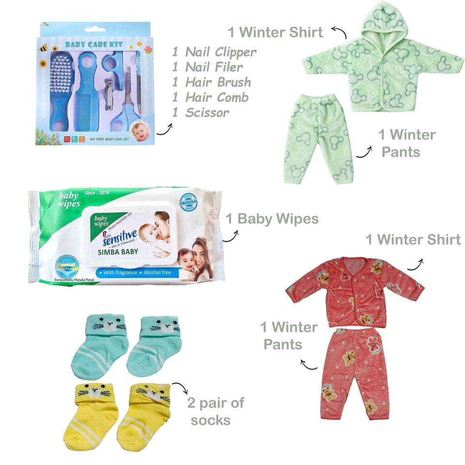 Fareto New Born Baby Semi Winter and Monsoon Essential Combo for New Born | Gift Pack | Baby Products | Maternity Essentials | Bedding Set (68 Items)(0-6 Months)(F595)