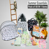 Fareto Newborn Baby Summer Hospital Essentials Combo | 68-in-1 Maternity & Bedding Gift Set (0–6 Months)(F710)