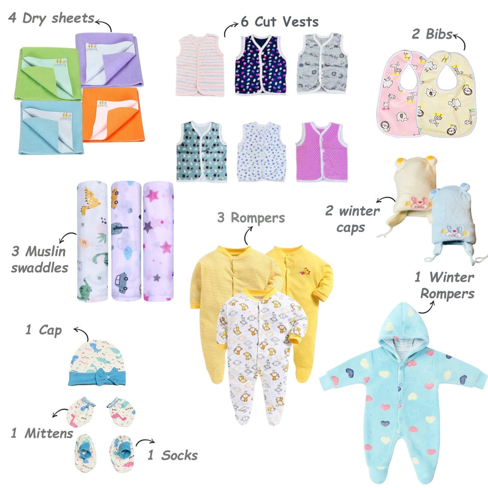 FARETO NEW BORN BABY PREMIUM QUALITY PURELY WINTER ESSENTIALS 71 IN 1 ( 0-6MONTHS)(F453)