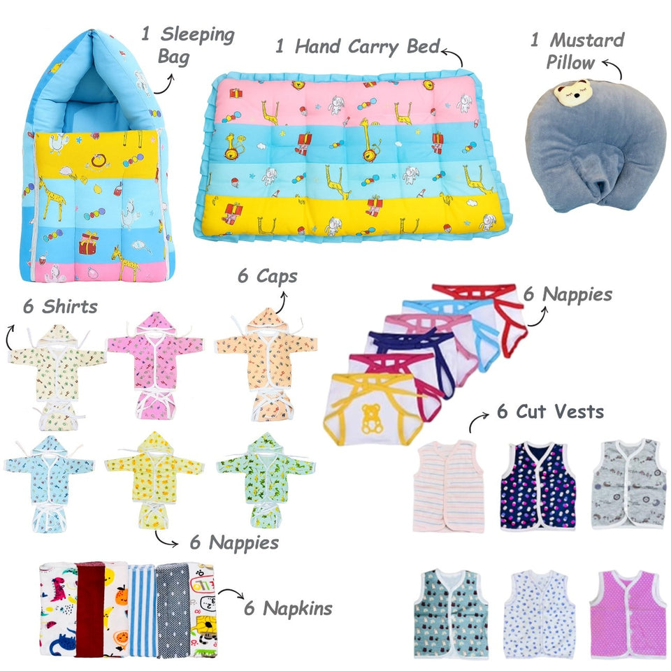 Fareto Premium Quality Winter  Hospital Essentials Pack of 69 (0-6 Months)(F34)