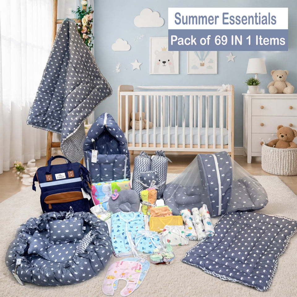 Fareto Premium Quality All New Born Baby Hospital Essentials Pack of 69 (0-6 Months)(F293)